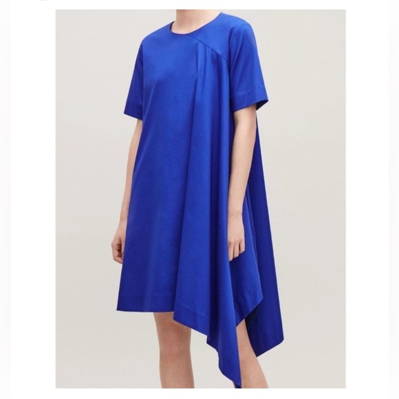 Cos A line asymmetric boxy swing royal blue dress,size 2 - Picture 2 of 8